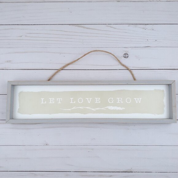 Wood Box Sign Let Love Grow Tabletop Wall Farmhouse - Picture 1 of 4